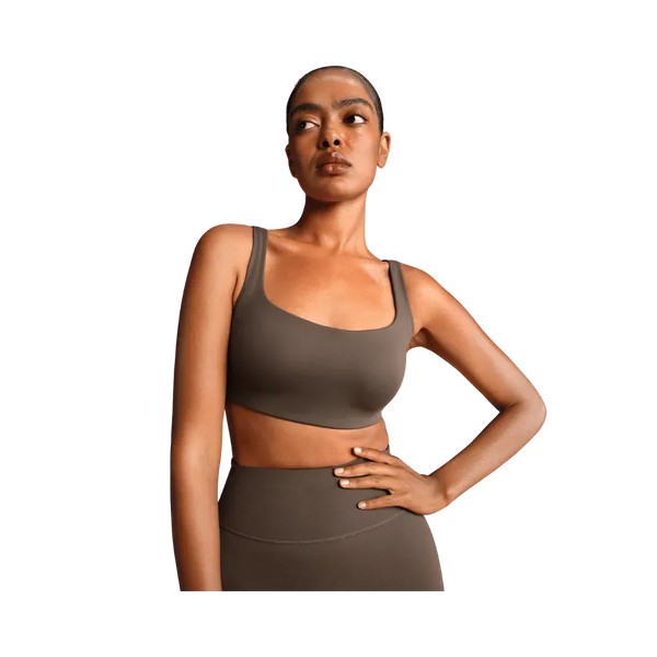 Nike X Skims Women's Scoop-Neck Bra Dark Sepia