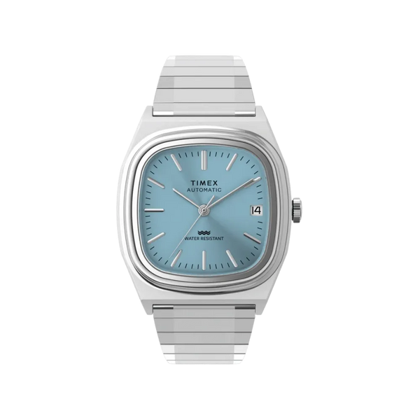 Timex Automatic 1983 E Line 34mm Stainless Steel Expansion Band Watch Blue