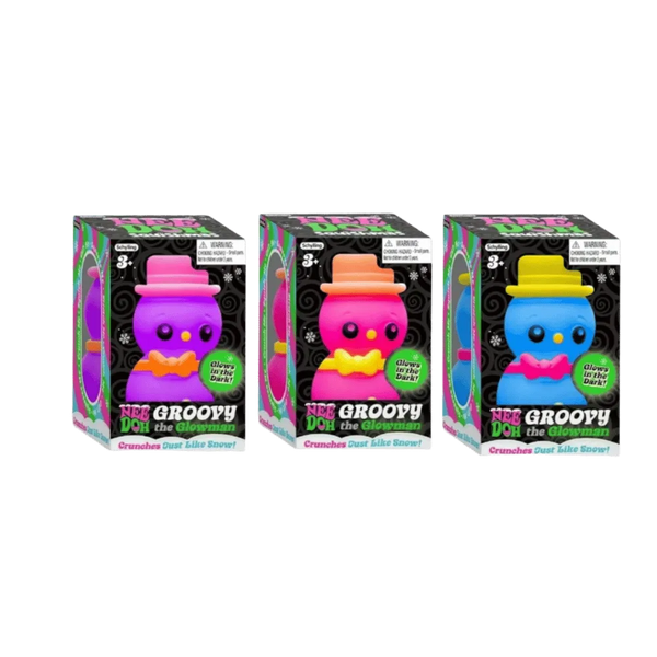NeeDoh Groovy the Glowman Squishy Fidget Toy Set of 3 Pink Blue Purple