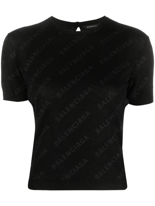 Balenciaga Mini Allover Logo knitted top