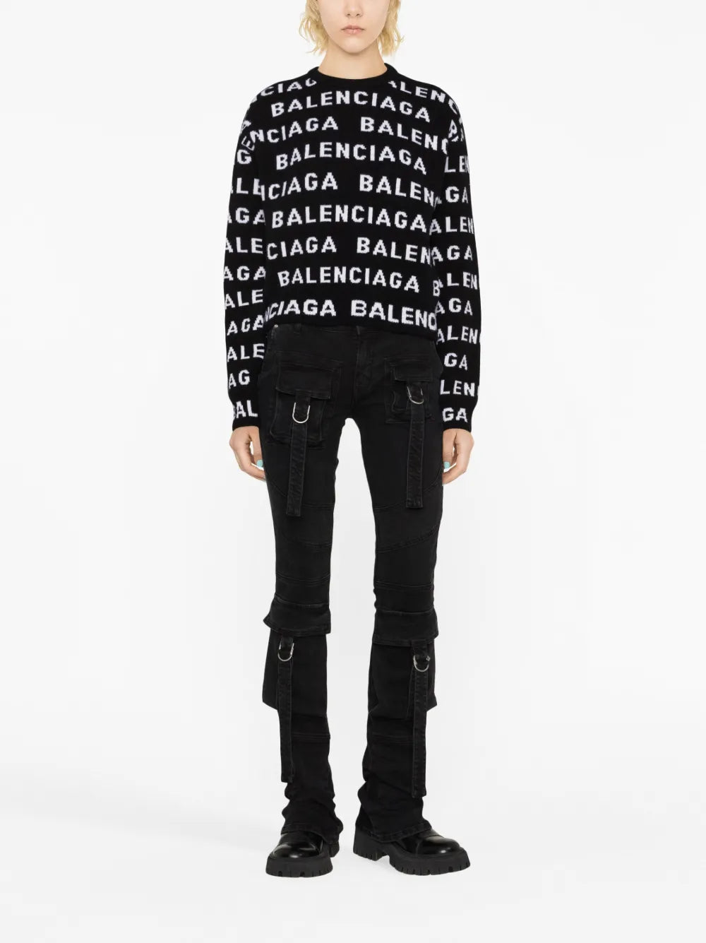 Balenciaga intarsia-logo crew-neck jumper