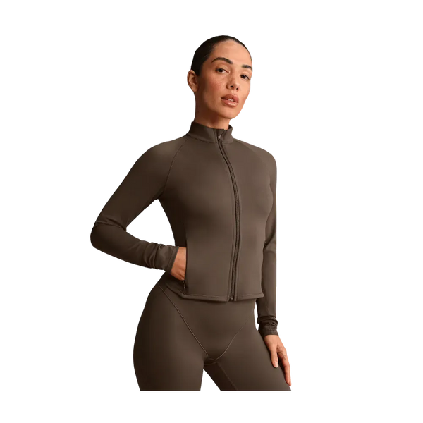 Nike X Skims Matte Women's Mock-Neck Full-Zip Jacket Dark Sepia