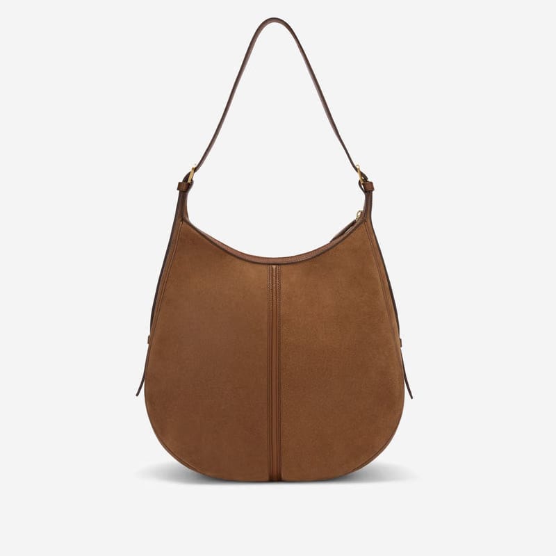 Demellier Demellier The Siena Hobo Deep Tan Suede & Deep Tan Small Grain