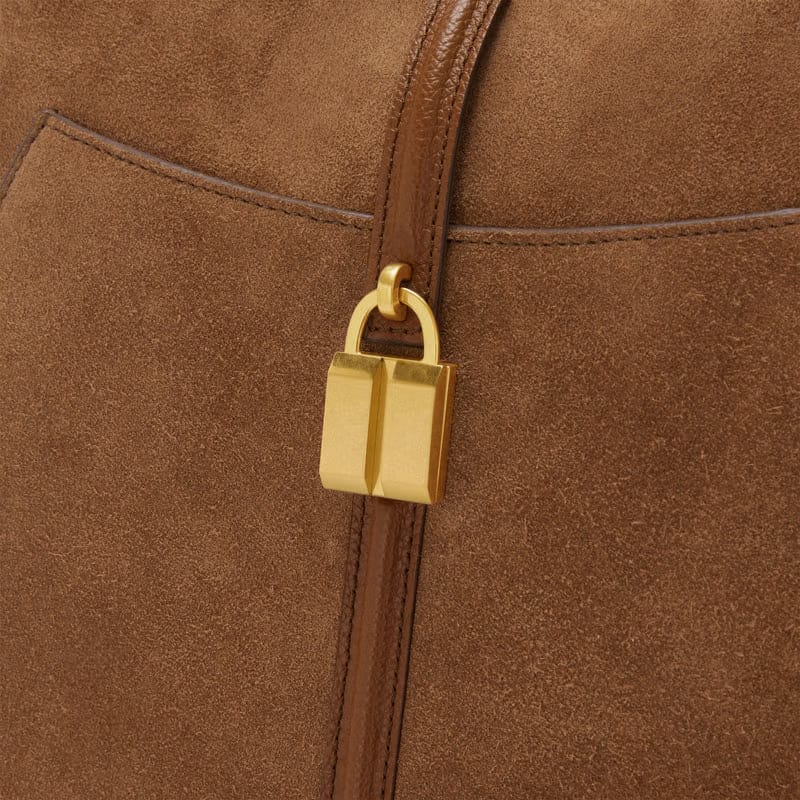Demellier Demellier The Siena Hobo Deep Tan Suede & Deep Tan Small Grain