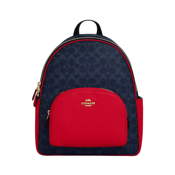 Coach Court Backpack In Signature Canvas Denim Red
