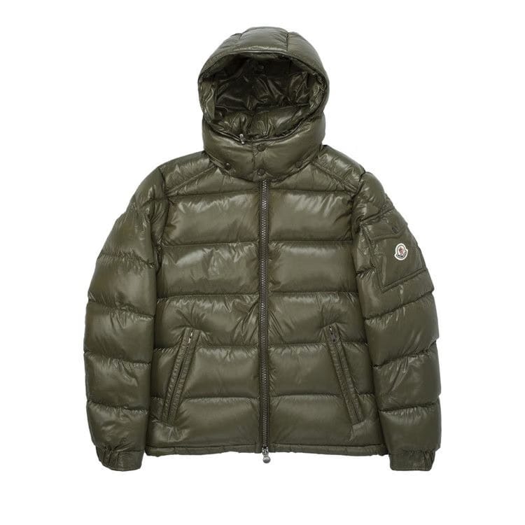 Moncler Moncler Maya Hooded Puffer Shiny Jacket Dark Green