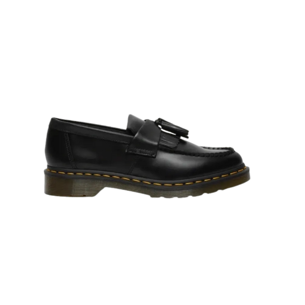 Dr Martens Adrian Yellow Stitch Leather Tassel Loafers Black