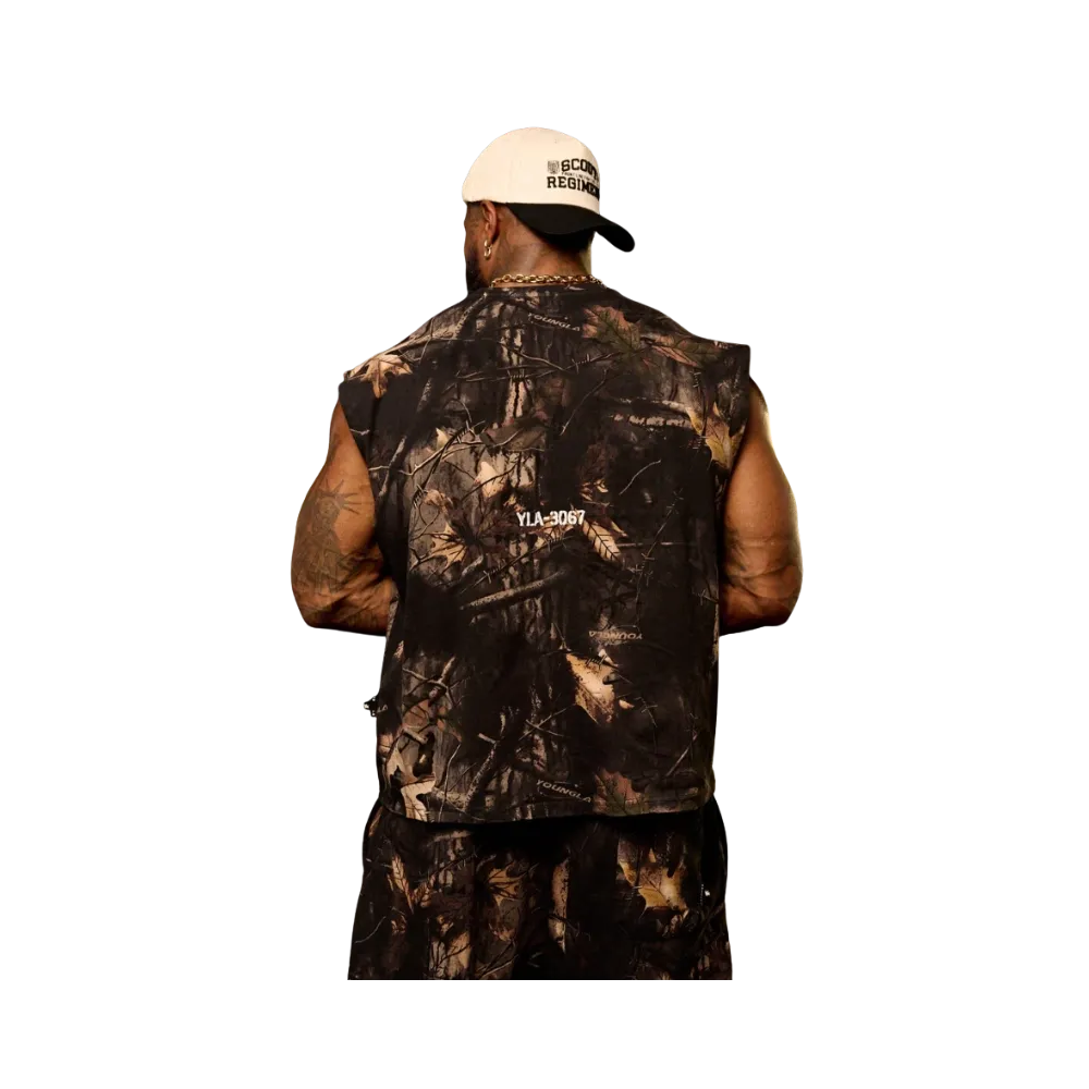 YoungLA Tree Camo Collection Cut Offs Black Tree Camo