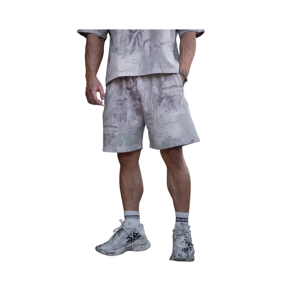 YoungLA Tree Camo Collection Shorts Beige Tree Camo