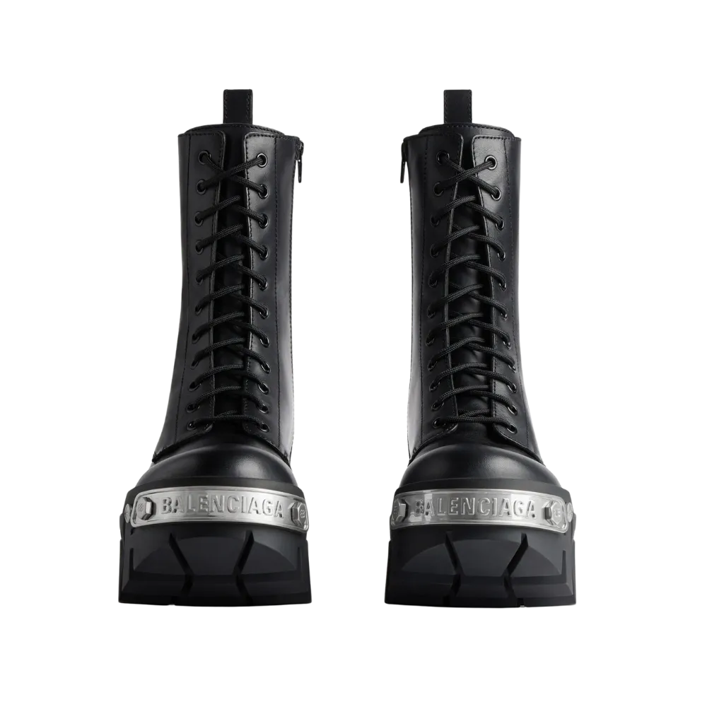 Balenciaga Bulldozer Lace-Up Boot In Black