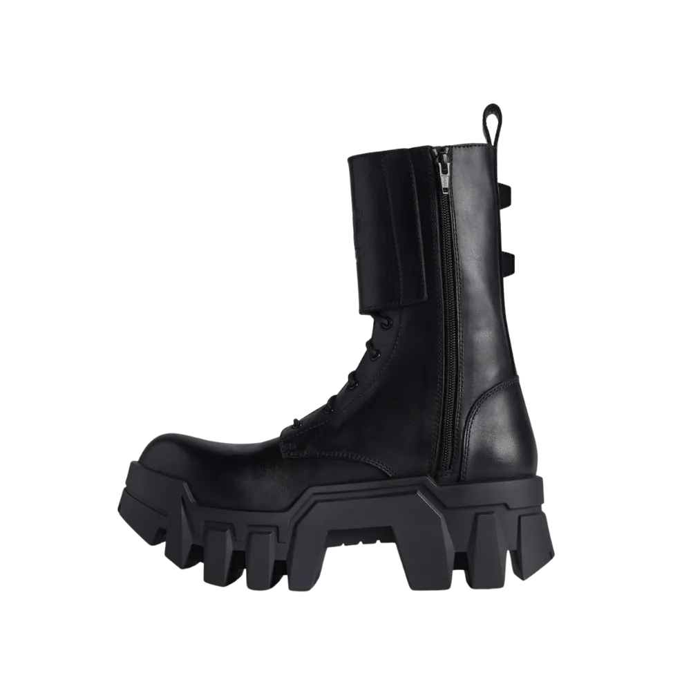 Balenciaga Bulldozer Combat Lace-up Boot In Black