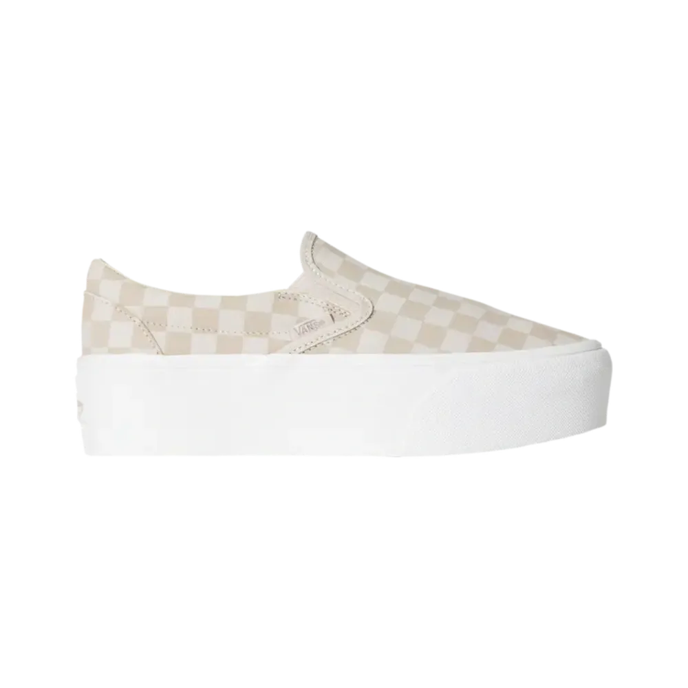 Vans Classic Slip-On Checkerboard Platform Shoe Checkerboard Mushroom Brown