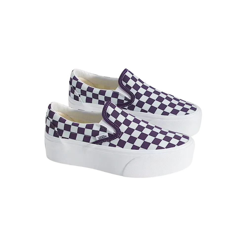 Vans Classic Slip-On Checkerboard Platform Shoe Gothic Grape Purple