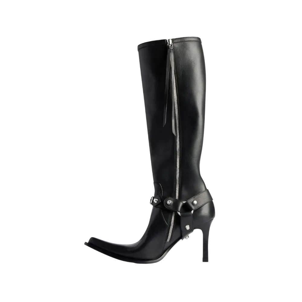 Balenciaga City Boot With Harness In Black