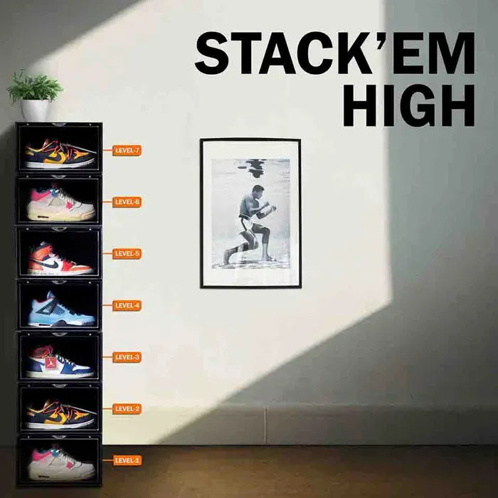 White Stack'Em Sneaker Crates | Shoe Crates (Side Drop)