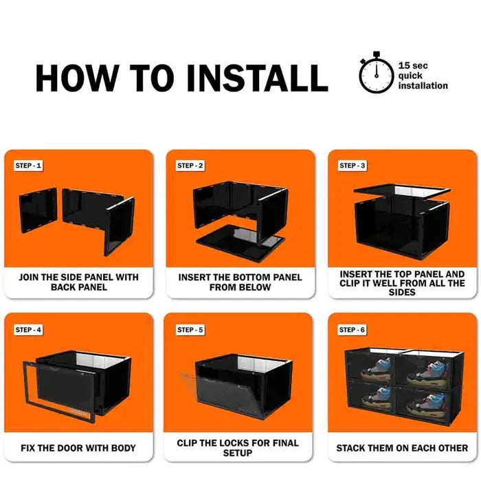 Black Stack'Em Sneaker Crates | Shoe Crates (Side Drop)