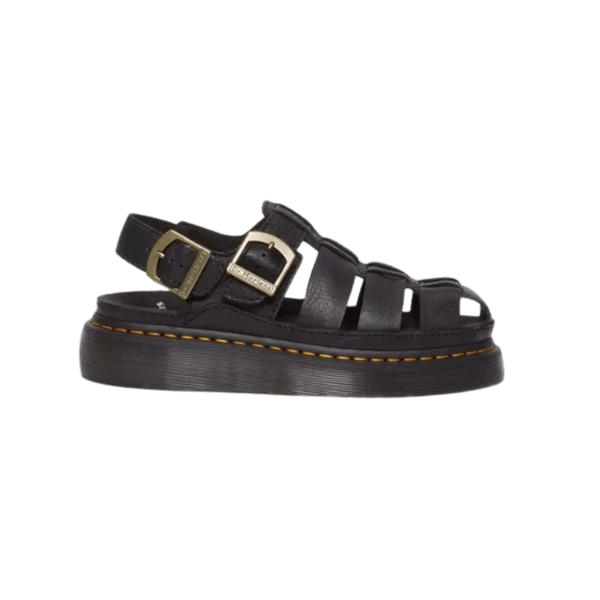 Dr Martens Wrenlie Grizzly Leather Fisherman Sandals Black