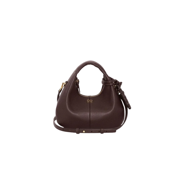 Ganni Brown Mini Hobo Bag