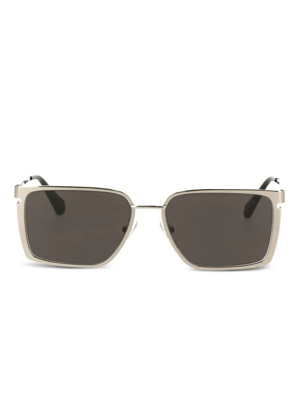 Off-White metallic-effect rectangle-frame sunglasses