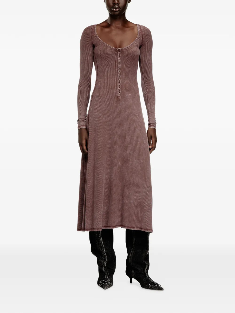 Diesel Diesel D-Ley Ribbed Buttoned Midi Dress