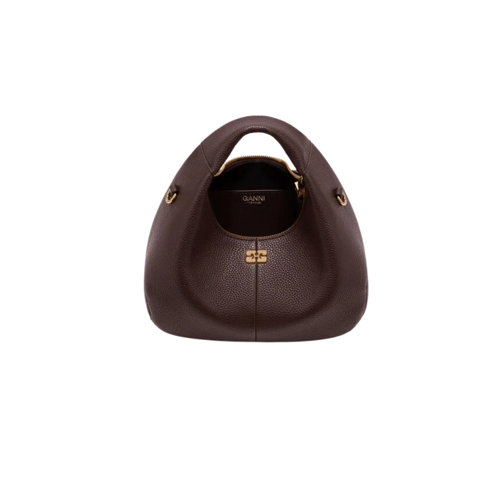 Ganni Brown Mini Hobo Bag