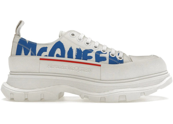 Alexander Mcqueen Alexander Mcqueen Tread Slick Low Lace Up Graffiti White White Blue
