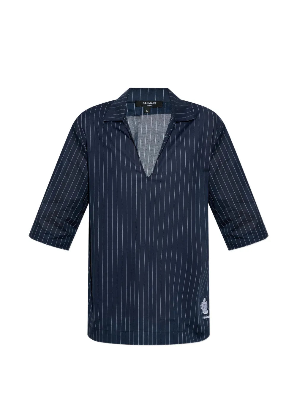 Balmain Balmain Pinstripe V-Neck T-Shirt
