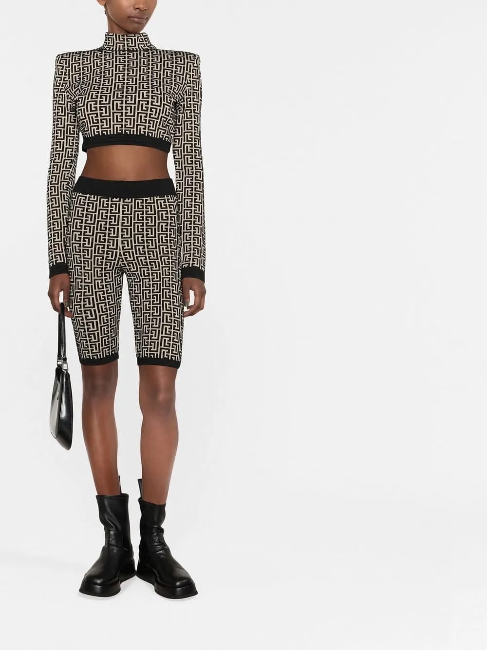 Balmain Balmain Monogram-Print Knitted Shorts