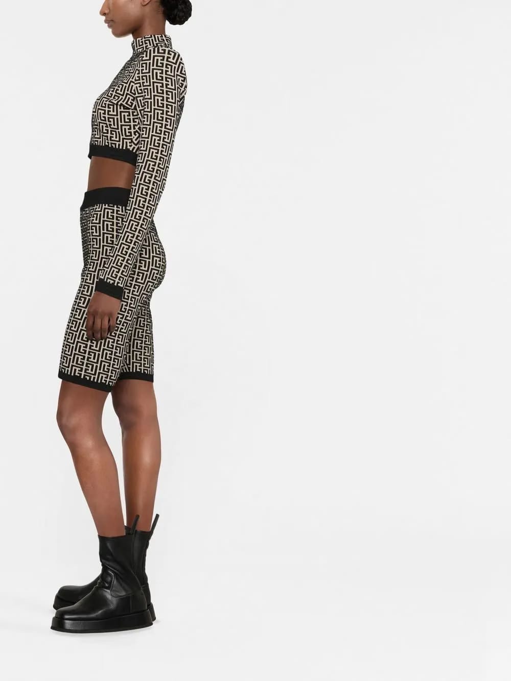Balmain Balmain Monogram-Print Knitted Shorts