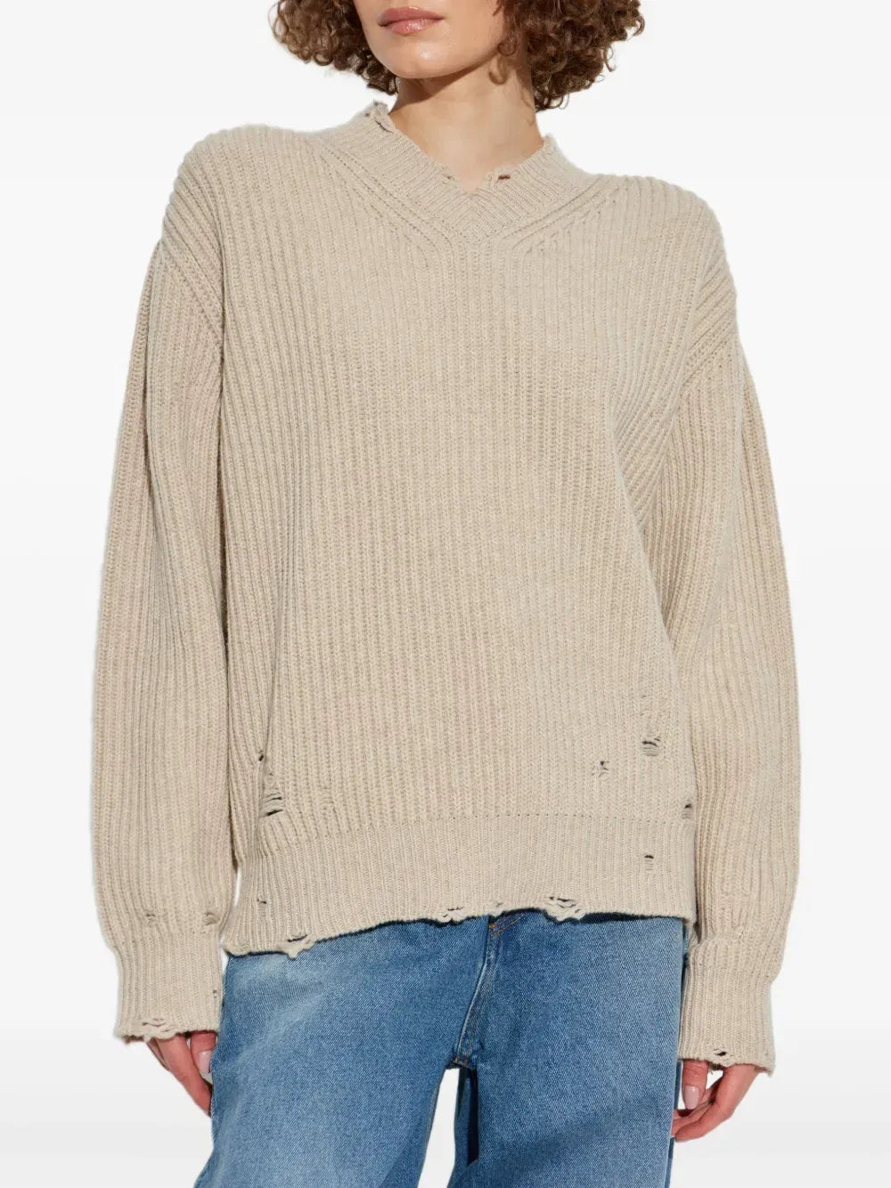 Mm6 Maison Margiela Mm6 Maison Margiela Distressed Ribbed Sweater