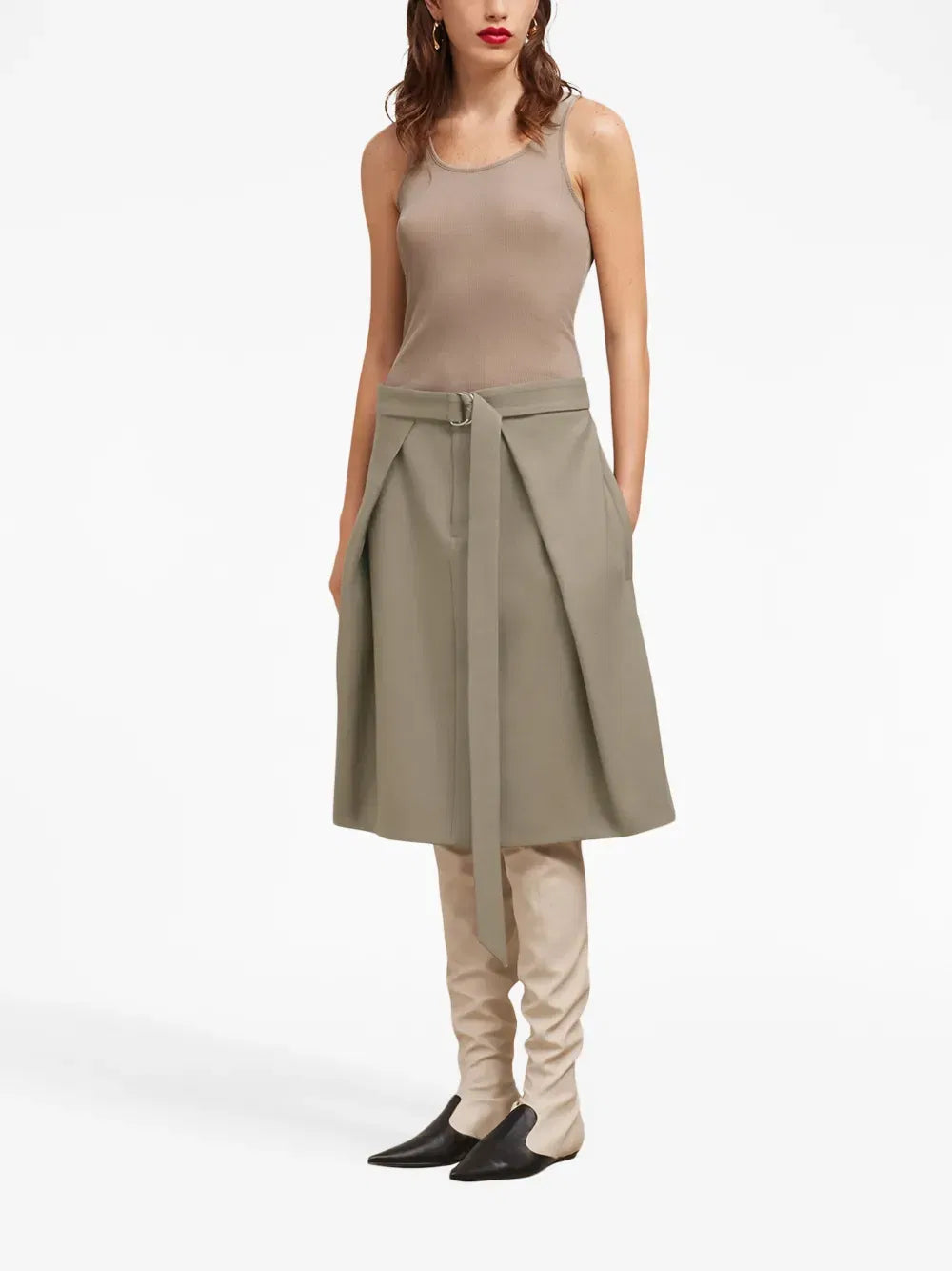 Ami Paris Ami Paris Belted Wool Midi Skirt