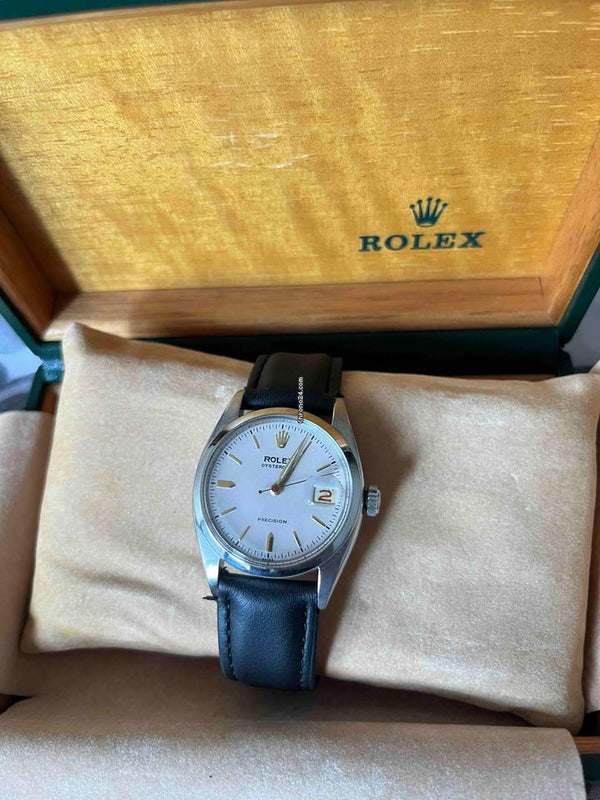 Rolex Rolex | Oyster | 6066 | Steel | 30 mm | Leather | White | Manual winding