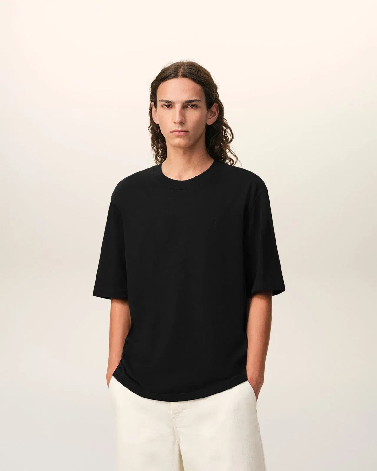 Ami Paris Ami Paris Black Cotton Embossed Ami De Coeur T-Shirt