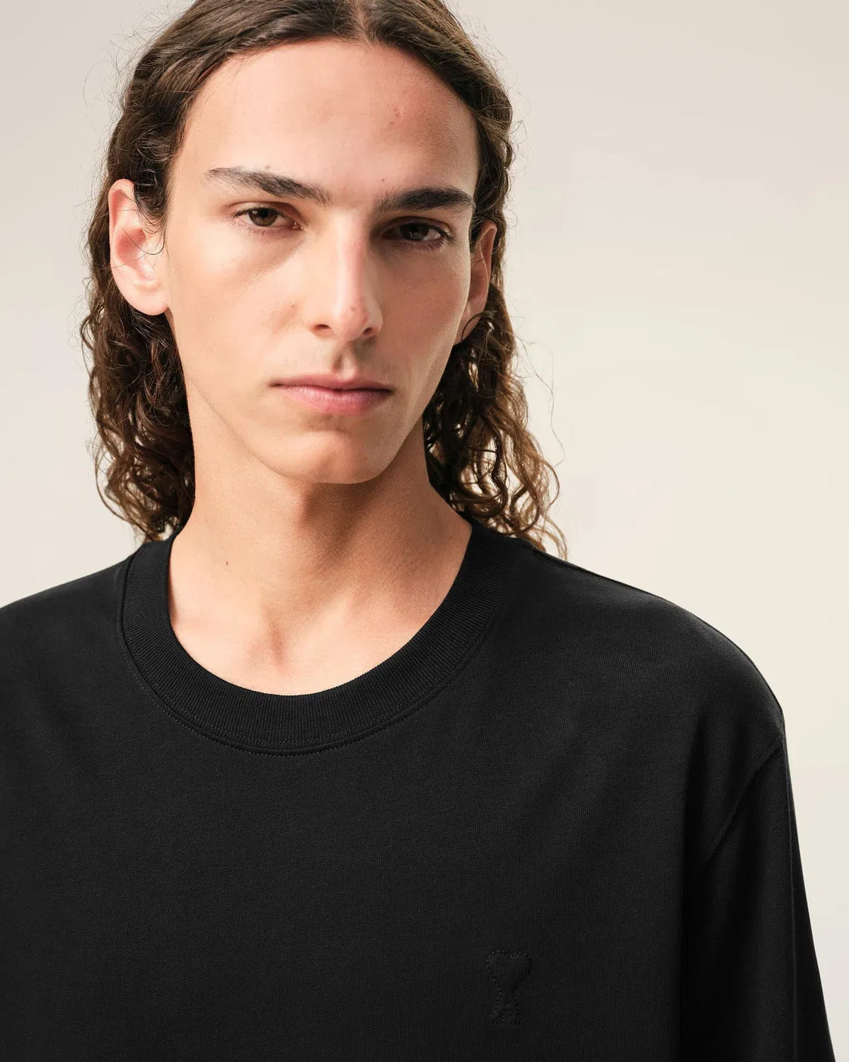 Ami Paris Ami Paris Black Cotton Embossed Ami De Coeur T-Shirt