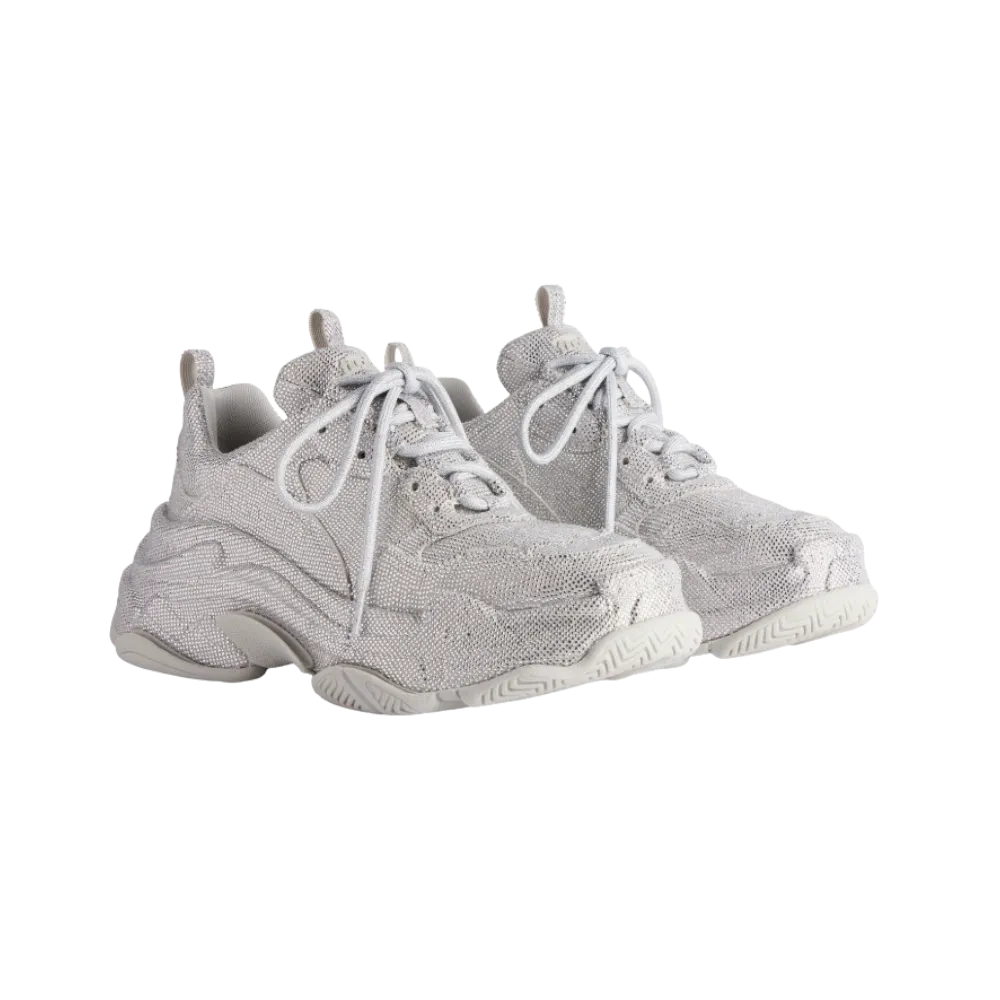 Balenciaga Triple S Sneaker With Rhinestones In Light Grey