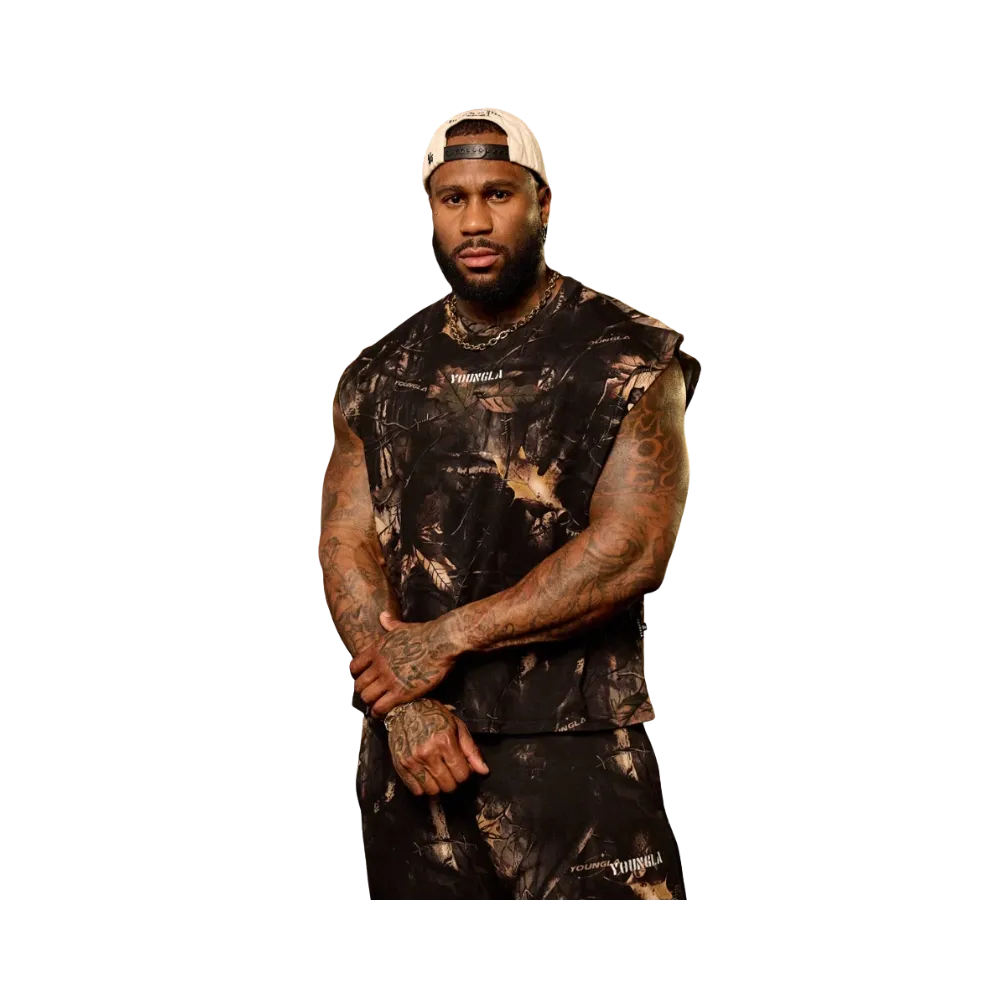 YoungLA Tree Camo Collection Cut Offs Black Tree Camo
