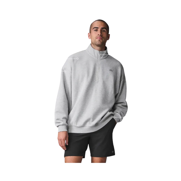 Alo Men's Accolade 1/4 Zip Pullover Athletic Heather Grey