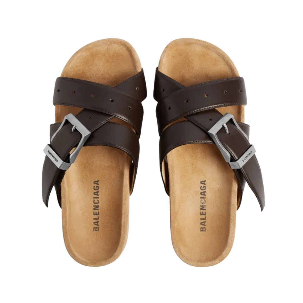 Balenciaga Belt Mule In Moka