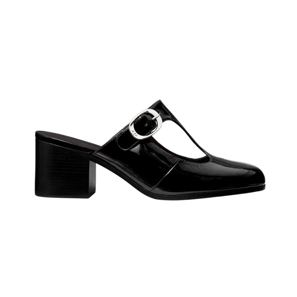Tory Burch Violet T-Strap Heeled Mule Perfect Black