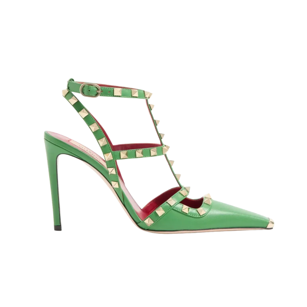 Valentino Rockstud Kidskin Pumps 100mm Light Green