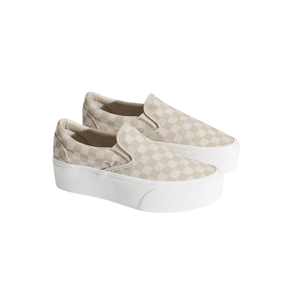 Vans Classic Slip-On Checkerboard Platform Shoe Checkerboard Mushroom Brown