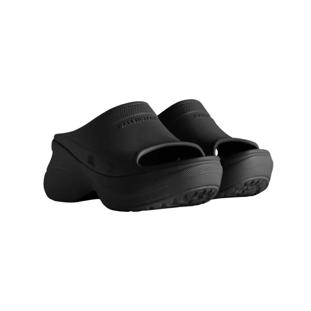 Balenciaga Pool Crocs Slide Sandal In Black