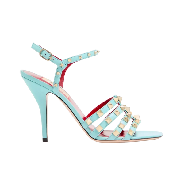 Valentino Rockstud Kidskin Sandal 100mm Azure