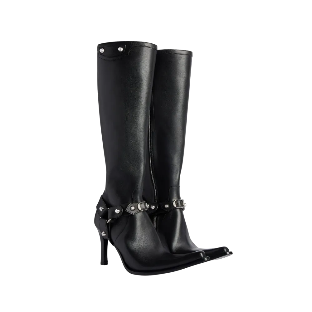 Balenciaga City Boot With Harness In Black