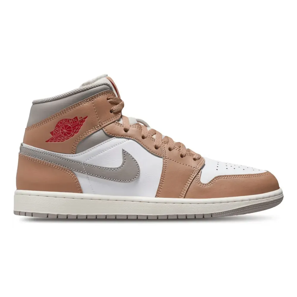 Air Jordan 1 Mid Rattan White College Grey
