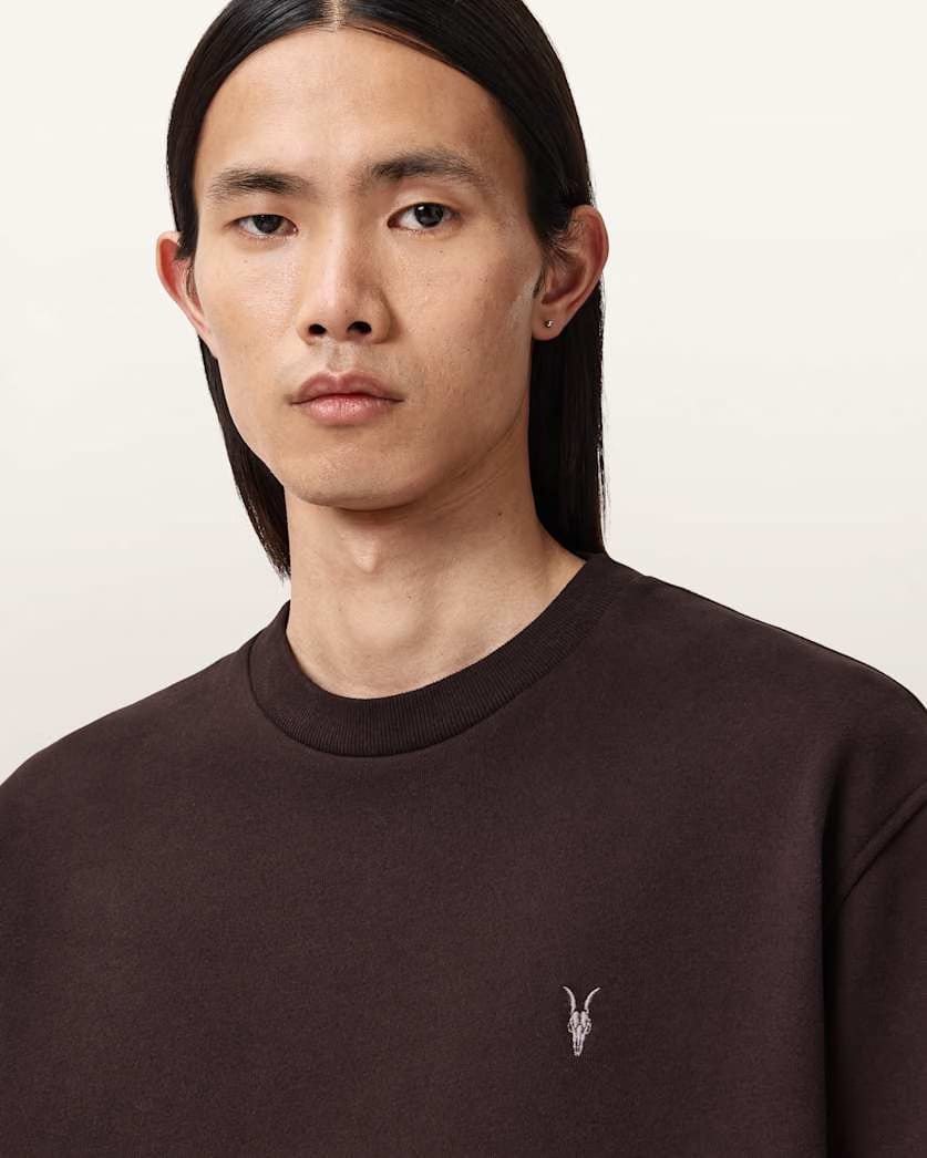 Allsaints Allsaints Asher Ramskull Boxy Sweatshirt Misty Blue
