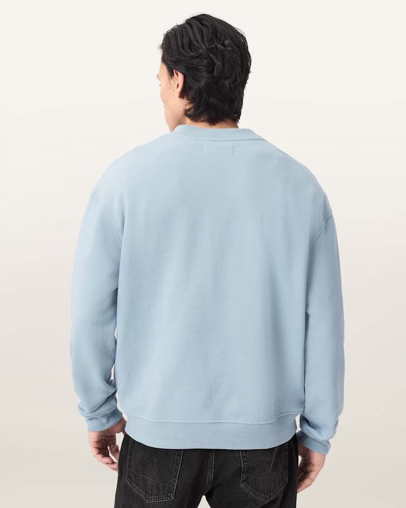 Allsaints Allsaints Asher Ramskull Boxy Sweatshirt Misty Blue