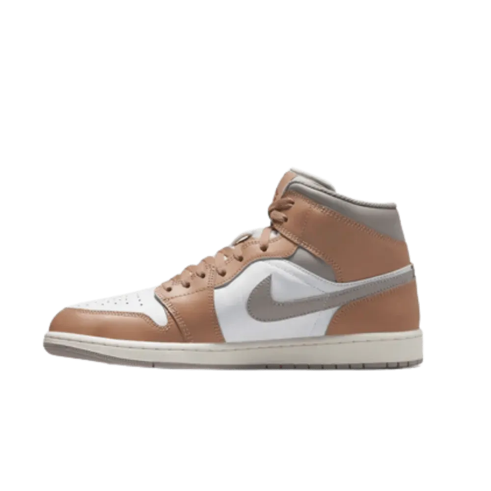 Air Jordan 1 Mid Rattan White College Grey