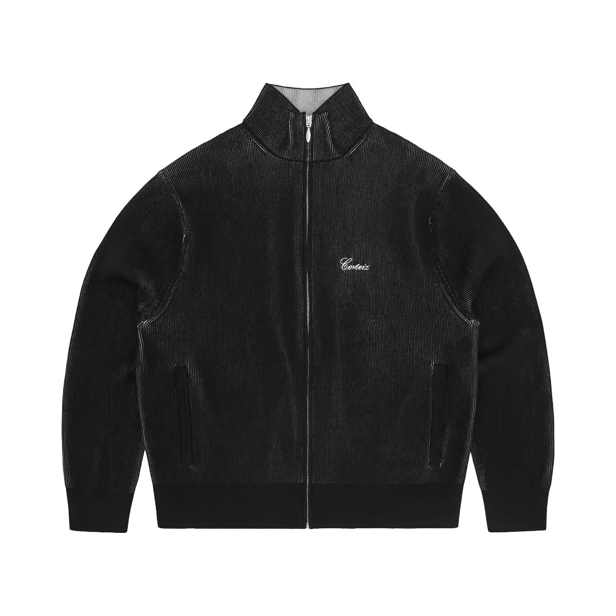 Corteiz Corteiz 2 Tone Ribbed Knit Zip Up Black