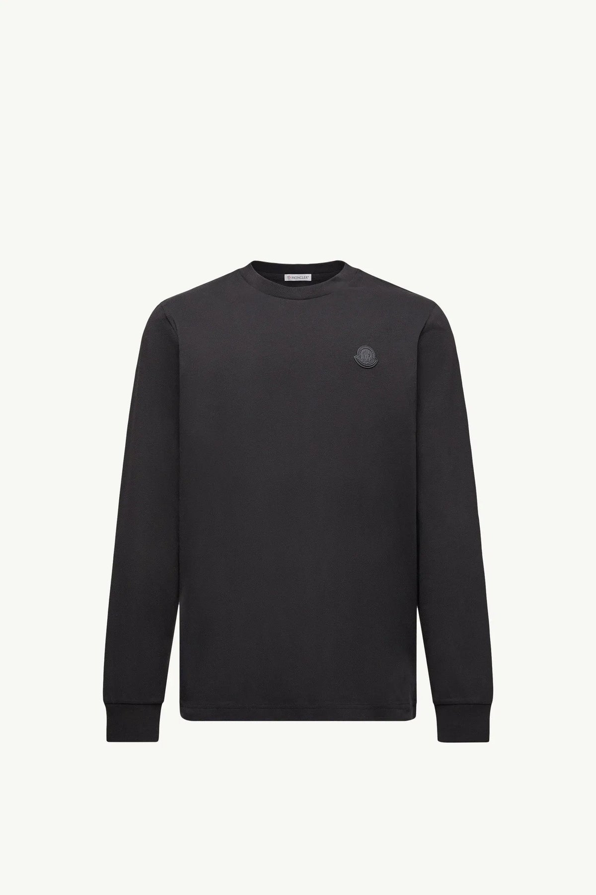 Moncler Moncler Leather Logo Long Sleeve Cotton T-Shirt Black Black